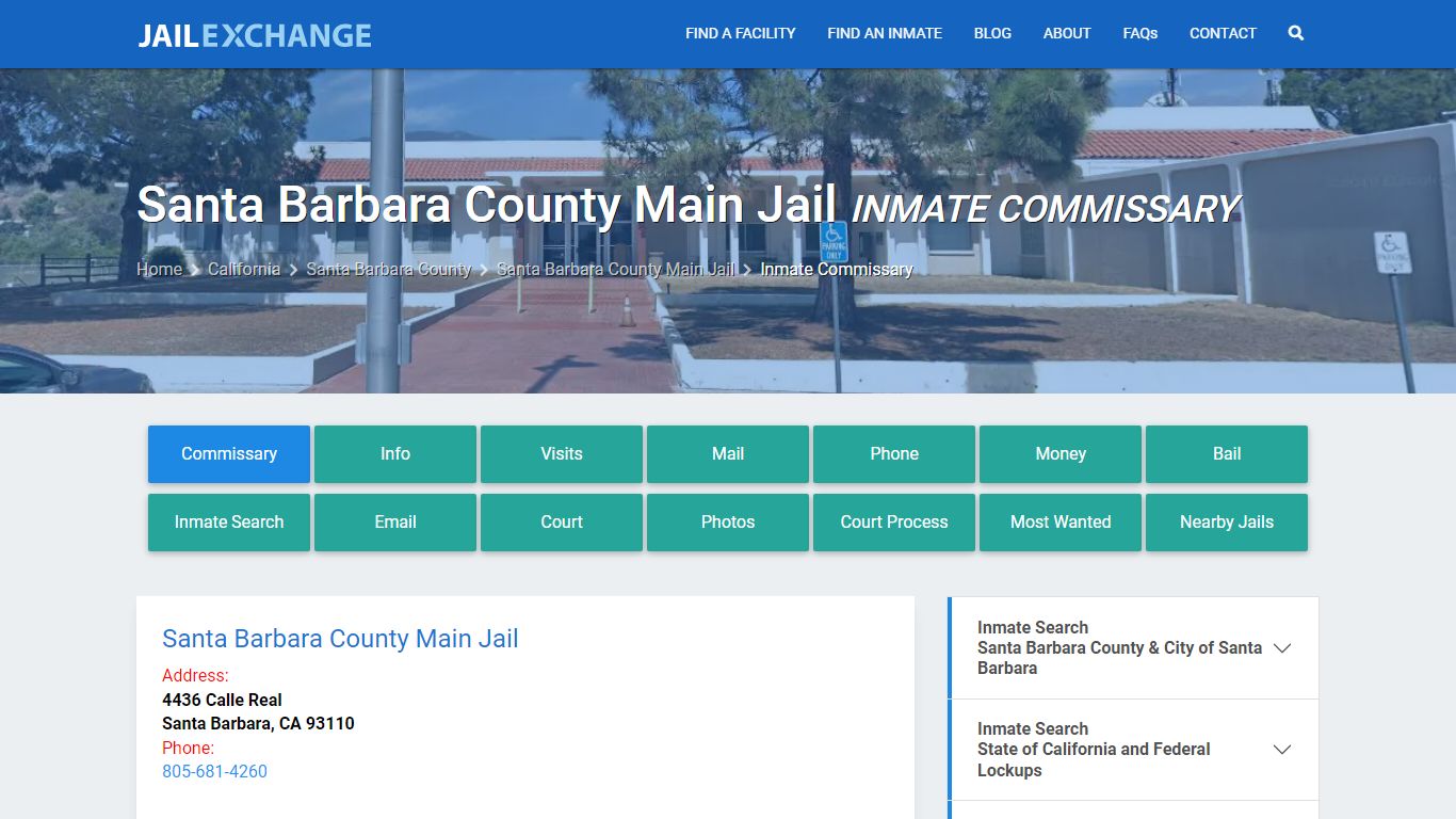Santa Barbara County Main Jail Inmate Commissary